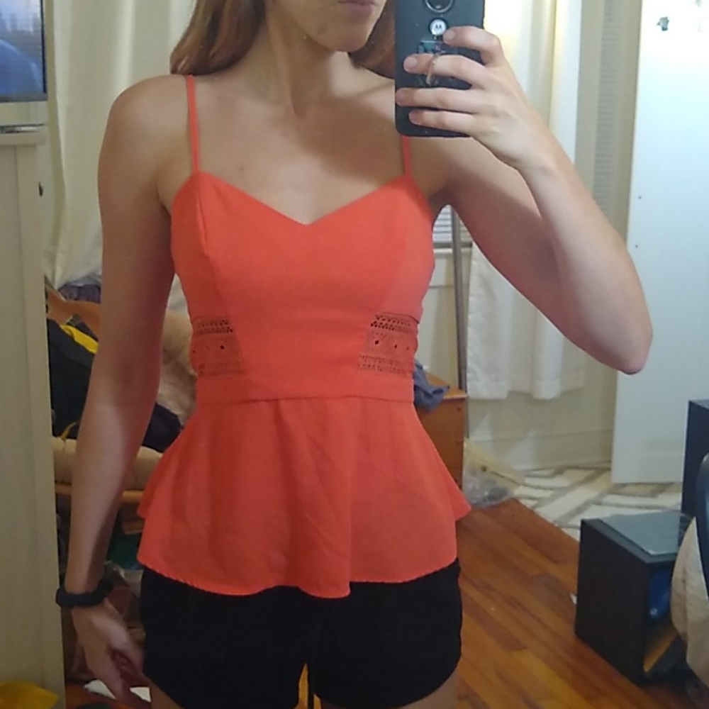 Coral peplum shirt